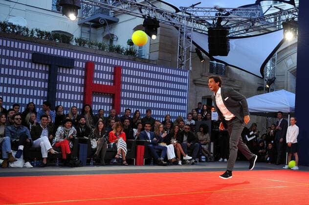 Rafael Nadal (ESP) Gregory Van Der Wiel (NED) TENNIS : Nadal vs Van Der Wiel - Tommy Hilfiger - 18 05 16 TennisMagazine Panoramic 