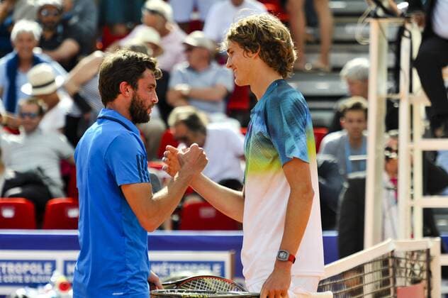 Gilles Simon (France) - Alexander Zverev TENNIS : Open de Nice Cote d Azur - ATP Tennis Herren - 19 05 2016 NorbertScanella Panoramic 