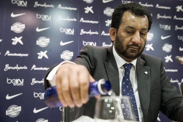 Malaga s President Sheikh Abdullah Al-Thani delivers a press briefing at La Rosaleda stadium in Malaga, Andalusia, Spain, 19 May 2016. Al-Thani said the club has acquired the wole rights of midfielder Ignacio Camacho, whose 45 per cent belonged to an investment fund. AL-THANI: MALAGA HAS ACQUIRED THE ECONOMIC RIGHTS OF CAMACHO !ACHTUNG: NUR REDAKTIONELLE NUTZUNG!  MAL001 20160519-635992833019561947