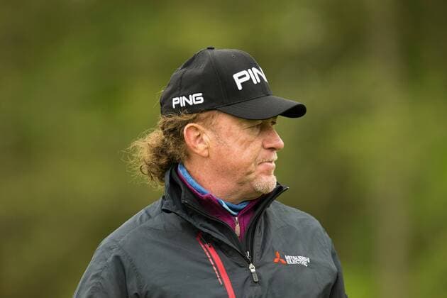19.05.2016. The K Club, Straffan, Co. Kildare, Ireland. Dubai Duty Free Irish Open Golf Championship, round 1. Miguel Angel Jimenez on the 17th green. xPeterxFitzpatrickx  ActionPlus11738854