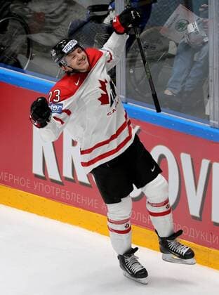 Canada s Sam Reinhart reacts after scoring in their 2016 IIHF World Championship WM Weltmeisterschaft quarter-final Ice hockey Eishockey match against Sweden at the Yubileyny Sports Palace in St. Petersburg, Russia, May 19, 2016. Alexander Demianchuk TASS  TS023C7B