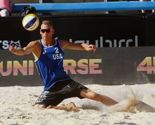 May 19, 2016 - Cincinnati, Ohio, U.S - Casey Patterson U.S.A. reacts after he and his partner win s his match in the AVP FIVB Cincinnati Open Beach volleyball Beachvolleyball event on Thu March 19, 2016 in Cincinnati,Ohio. AVP FiVB Beach Volleyball Cincinnati Open - ZUMAc199