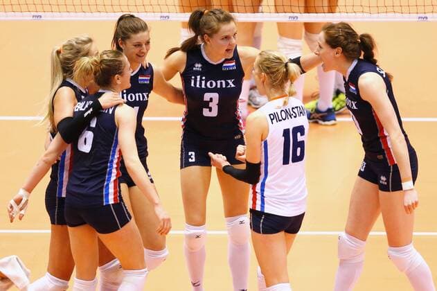 Netherlands team group Mannschaftsbild Totale (NED), MAY 20, 2016 - Volleyball : Women s Volleyball World Final Qualification for the Rio de Janeiro Olympics 2016 match between Netherlands 3-0 Italy at Tokyo Metropolitan Gymnasium, Tokyo, Japan. Noxthirdxpartyxsales  (ipha022049)