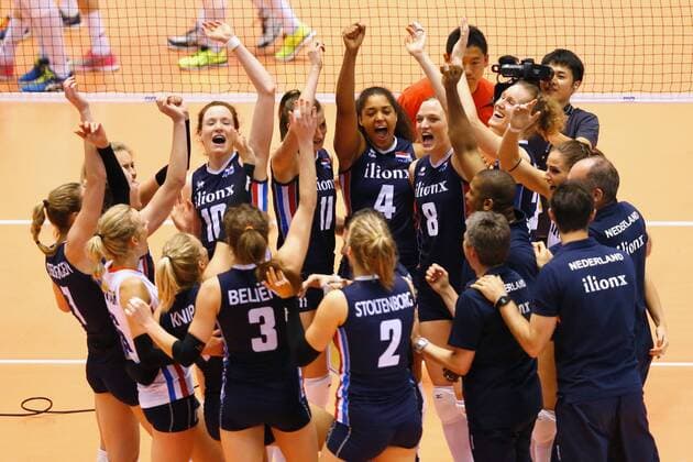 Netherlands team group Mannschaftsbild Totale (NED), MAY 20, 2016 - Volleyball : Women s Volleyball World Final Qualification for the Rio de Janeiro Olympics 2016 match between Netherlands 3-0 Italy at Tokyo Metropolitan Gymnasium, Tokyo, Japan. Noxthirdxpartyxsales  (ipha022055)
