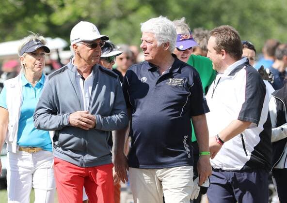 10. Thüringer Charity Open Mühlberg 20.05.16 , Mühlberg, Gut Ringhofen, 10. Thüringer Charity Open, Golf-Benefiz-Turnier, Prominente spielen Golf für den guten Zweck im Bild: Franz Beckenbauer und Thomas Stein