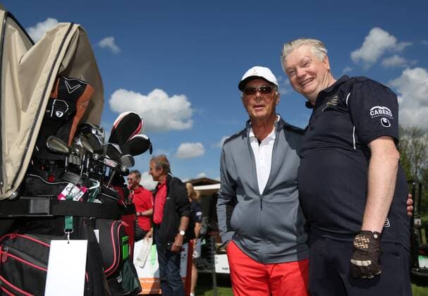 10. Thüringer Charity Open Mühlberg 20.05.16 , Mühlberg, Gut Ringhofen, 10. Thüringer Charity Open, Golf-Benefiz-Turnier, Prominente spielen Golf für den guten Zweck im Bild: Franz Beckenbauer und Detlef Goss (Initiator des Turniers)