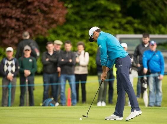 20.05.2016. The K Club, Straffan, Co. Kildare, Ireland. Dubai Duty Free Irish Open Golf Championship Round 2. Rafa Cabrera Bello taps in on the 14th green. xPeterxFitzpatrickx  ActionPlus11739031