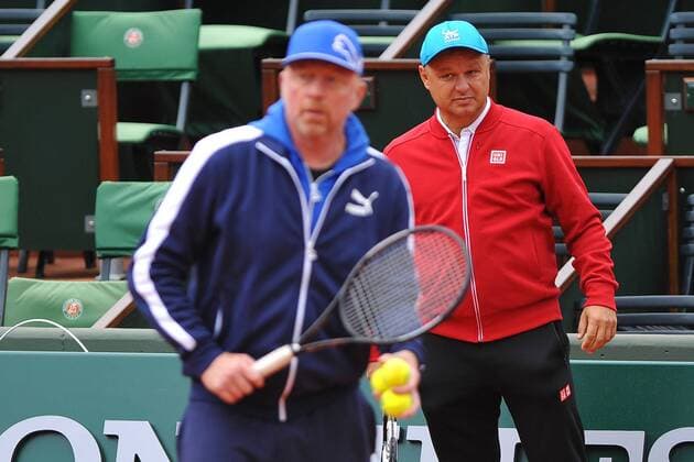 French Open, Training Novak Djokovic und Boris Becker Novak Djokovic (SRB) Marian Vajda (SRB) Boris Becker (GER) TENNIS : Roland Garros 2016 - French Open - 20 05 2016 TennisMagazine 