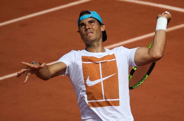 Spanish Rafael Nadal pictured during a training practise at the Roland Garros French Open tennis tournament, in Paris, France, Saturday 21 May 2016. The Roland Garros Grand Slam takes place from 15 May to 5 June 2016. VIRGINIExLEFOUR  x04854638x