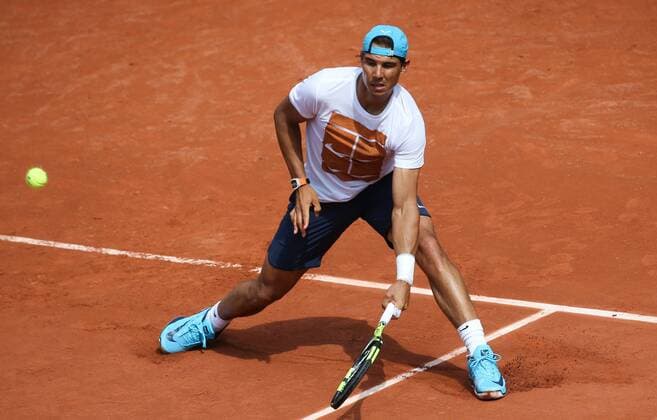 Spanish Rafael Nadal pictured during a training practise at the Roland Garros French Open tennis tournament, in Paris, France, Saturday 21 May 2016. The Roland Garros Grand Slam takes place from 15 May to 5 June 2016. VIRGINIExLEFOUR  x04854634x