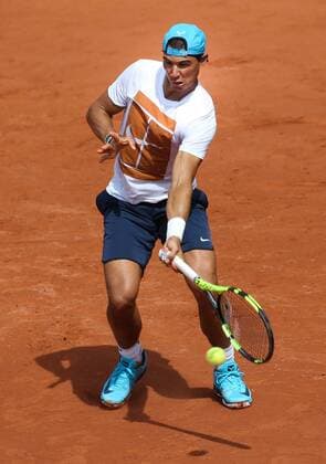 Spanish Rafael Nadal pictured during a training practise at the Roland Garros French Open tennis tournament, in Paris, France, Saturday 21 May 2016. The Roland Garros Grand Slam takes place from 15 May to 5 June 2016. VIRGINIExLEFOUR  x04854633x