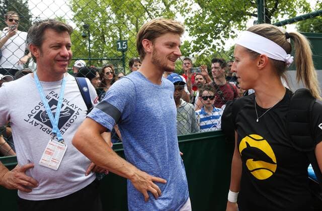 Belgian David Goffin and Belgian Kirsten Flipkens pictured after a training practise at the Roland Garros French Open tennis tournament, in Paris, France, Saturday 21 May 2016. The Roland Garros Grand Slam takes place from 15 May to 5 June 2016. VIRGINIExLEFOUR  x04854679x