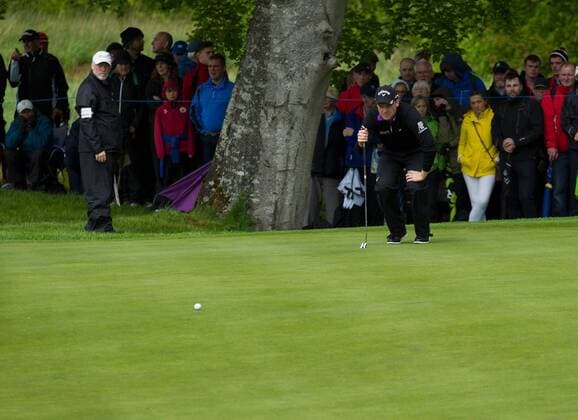 21.05.2016. The K Club, Straffan, Co. Kildare, Ireland. Dubai Duty Free Irish Open Golf Championship Round 3. Danny Willett lines up his putt on the 5th green. xPeterxFitzpatrickx  ActionPlus11739636