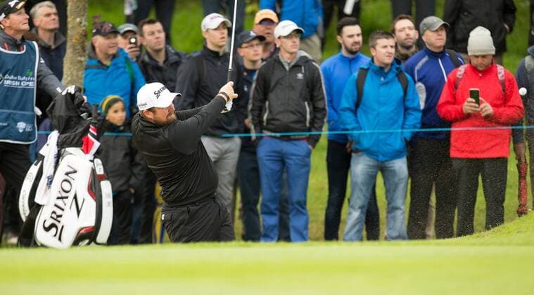 21.05.2016. The K Club, Straffan, Co. Kildare, Ireland. Dubai Duty Free Irish Open Golf Championship Round 3. Shane Lowry plays his second shot out of the fairway bunker on the 2nd hole. xPeterxFitzpatrickx  ActionPlus11739641