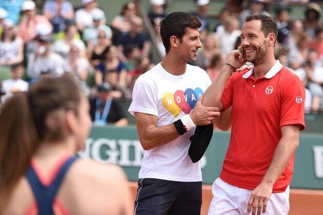 Michael Llodra (FRA) Novak Djokovic (SRB) TENNIS : Roland Garros 2016 - French Open - 21 05 2016 TennisMagazine 