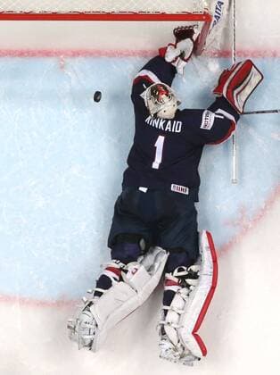 Eishockey, WM Halbfinale, USA - Kanada US goalie Keith Kinkaid in the 2016 IIHF World Championship WM Weltmeisterschaft semifinal Ice hockey Eishockey match against Canada at VTB Ice Palace in Moscow, Russia, May 21, 2016. Sergei Fadeichev TASS  TS023FBB