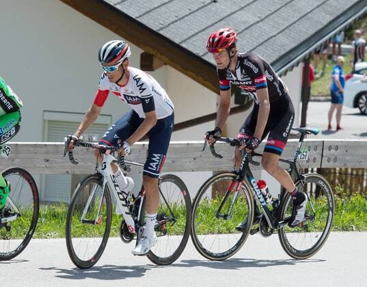 21.05.2016, Alpago nach Corvara, ITA, Giro d Italia 2016, 14. Etappe, im Bild v.l. Georg Preidler (AUT, Team Giant Alpecin), Stefan Denifl (AUT, Team IAM) during 14th Stage, from Alpago to Corvara of the Giro d Italia at. in Alpago nach Corvara, Italy on 2016 05 21. Alpago nach Corvara EP_rei