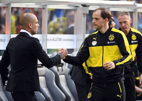 21.05.2016, xjhx, Fussball DFB-Pokal Finale, FC Bayern Muenchen - Borussia Dortmund, emspor, v.l. Pep Guardiola (Trainer FC Bayern Muenchen), Trainer Thomas Tuchel (Borussia Dortmund) Berlin