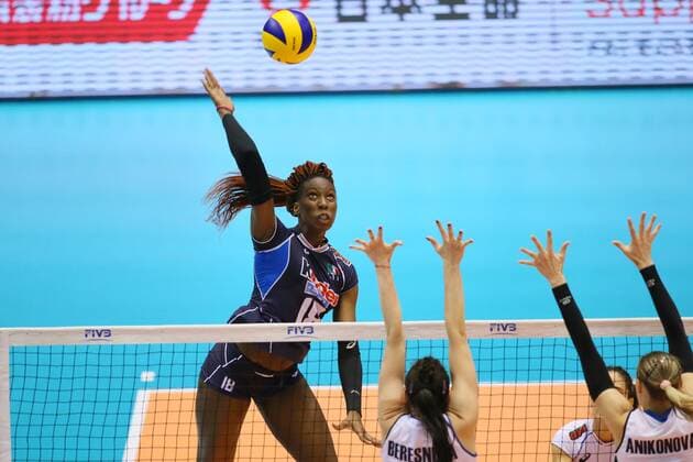 Volleyball, Damen Olympia Quali, Italien - Kasachstan Paola Egonu (ITA), MAY 22, 2016 - Volleyball : Women s Volleyball World Final Qualification for the Rio de Janeiro Olympics 2016 match between Italy 3-0 Kazakhstan at Tokyo Metropolitan Gymnasium, Tokyo, Japan. NOxTHIRDxPARTYxSALES.  (mrva125914)