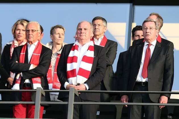 Fußball, DFB-Pokalfinale 2015 2016, FC Bayern München - Borussia Dortmund Franz Beckenbauer Uli Hoeness Karl Hopfner (Praesident Bayern Muenchen), FC Bayern Muenchen vs. Borussia Dortmund, Fussball, DFB Pokal Finale, 21.05.2016, Berlin Copyright: Langer Eibner-Pressefoto EP_HLR