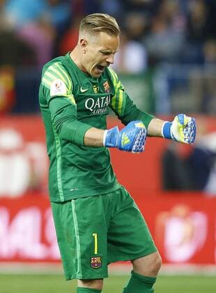 FC Barcelona Barca s Marc-Andre Ter Stegen celebrates goal during Spanish Kings Cup Final match. May 22,2016.  (2016052217)