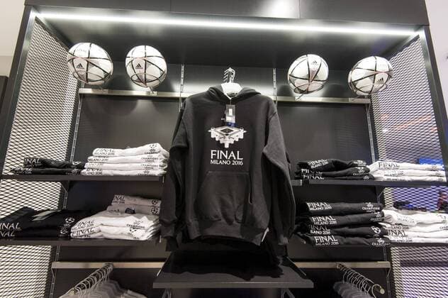 Italy: Giuseppe Meazza stadium - Champion League Merchandising of Champions League Final. The store of Giuseppe Meazza Stadium (also known as San Siro).  NicolòxCampo