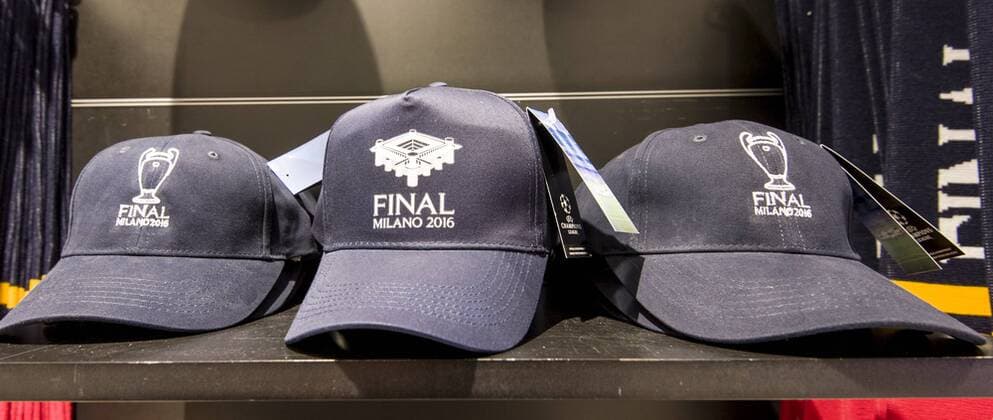 Italy: Giuseppe Meazza stadium - Champion League Merchandising of Champions League Final. The store of Giuseppe Meazza Stadium (also known as San Siro).  NicolòxCampo