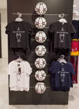 Italy: Giuseppe Meazza stadium - Champion League Merchandising of Champions League Final. The store of Giuseppe Meazza Stadium (also known as San Siro).  NicolòxCampo