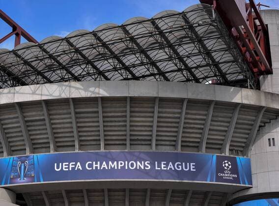 Fußball, Champions League Finale, Giuseppe Meazza Stadion in Mailand Italy: Giuseppe Meazza stadium - Champion League Giuseppe Meazza stadium (also known as San Siro) will host the Champions League final between Real Madrid Cub de Futbol and Club Atletico De Madrid.  NicolòxCampo