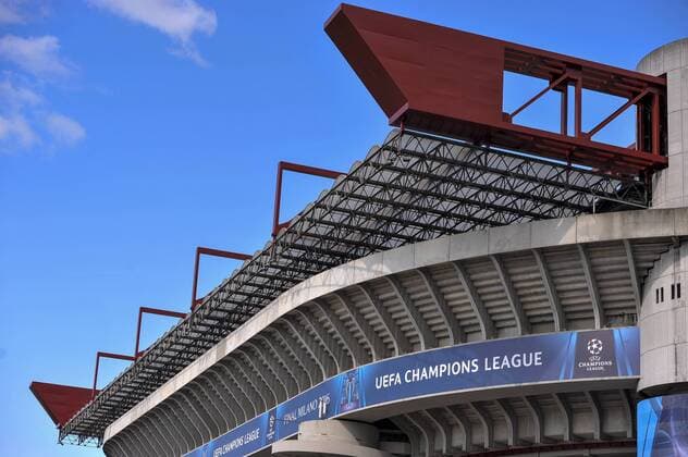 Fußball, Champions League Finale, Giuseppe Meazza Stadion in Mailand Italy: Giuseppe Meazza stadium - Champion League Giuseppe Meazza stadium (also known as San Siro) will host the Champions League final between Real Madrid Cub de Futbol and Club Atletico De Madrid.  NicolòxCampo