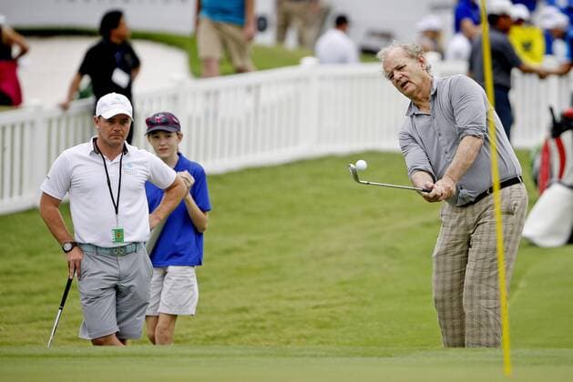 May 25, 2016 - Fort Worth, TX, USA - Actor Bill Murray, paired with pro Jordan Spieth on a noon tee time, gets practice in on one of the practice greens before today s Colonial Pro-Am at the Dean & Deluca Invitational on Wednesday, May 25, 2016, in Fort Worth, Texas. Dean & Deluca Invitational Pro-Am - ZUMAm67_