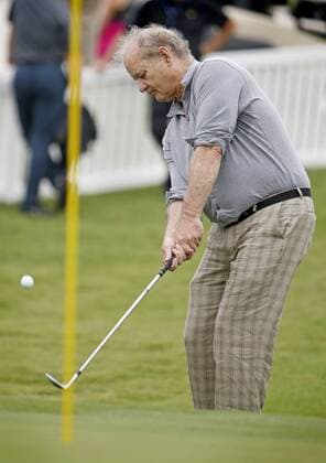 May 25, 2016 - Fort Worth, TX, USA - Actor Bill Murray, paired with pro Jordan Spieth on a noon tee time, gets practice in on one of the practice greens before today s Colonial Pro-Am at the Dean & Deluca Invitational on Wednesday, May 25, 2016, in Fort Worth, Texas. Dean & Deluca Invitational Pro-Am - ZUMAm67_