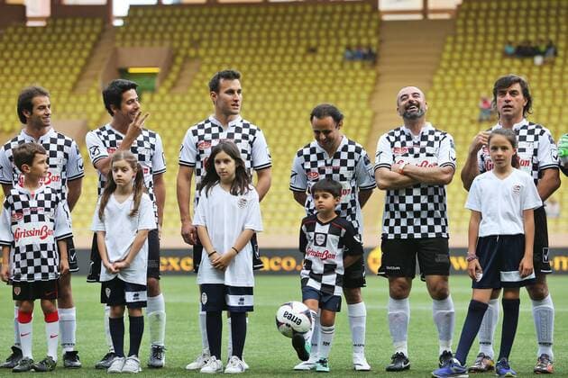 Formel 1, GP von Monaco, Charity Football Match Monaco Grand Prix, Monte Carlo 25 - 29 May 2016 Line up at a charity football match. 24.05.2016. 