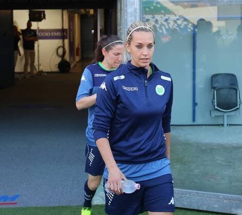 Wolfsburg vs Lyon, CL Frauen, Finale, Vorberichte Reggio Emilia, Italien 25.05.2016, FUßBALL - VfL Wolfsburg vs Olympique Lyon, Finale, UEFA Frauen Champions League, Mapaei Stadium, Training, PK, Saison 2015 16. Bild zeigt: Lena Goeßling (VfL Wolfsburg) Reggio Emilia