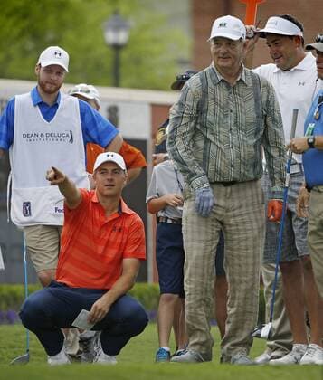 May 25, 2016 - Fort Worth, TX, USA - Jordan Spieth and actor Bill Murray after teeing off on the first tee during the Colonial Pro-Am at the Dean & Deluca Invitational on Wednesday, May 25, 2016, in Fort Worth, Texas. Dean & Deluca Invitational Pro-Am - ZUMAm67_