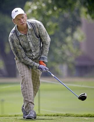 May 25, 2016 - Fort Worth, TX, USA - Bill Murray watches his errant shot from the 18th tee during the Colonial Pro-Am at the Dean & Deluca Invitational on Wednesday, May 25, 2016, in Fort Worth, Texas. Dean & Deluca Invitational Pro-Am - ZUMAm67_