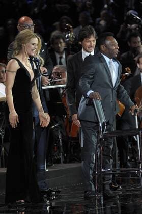 Milan Concert Bocelli & Zanetti Night Pictured: Michelle Hunziker, Pele, Leonardo Araujo  xAlbertoxTerenghix