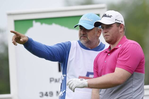 Czech Vitek Novak (right) in action during the 5th Annual D+D REAL Czech Challenge men s golf tournament, which is part of the European Challenge Tour at the Kuneticka Hora Golf Resort, Czech Republic, May 26, 2016. (CTKxPhoto JosefxVostarek) CTKPhotoP201605260460301  JVO 018