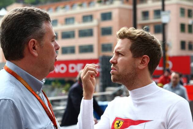 Monaco Grand Prix, Monte Carlo 25 - 29 May 2016 26.05.2016 - Free Practice 1, Mario Isola (ITA), Sporting Director Pirelli and Sebastian Vettel (GER) Scuderia Ferrari SF16-H 
