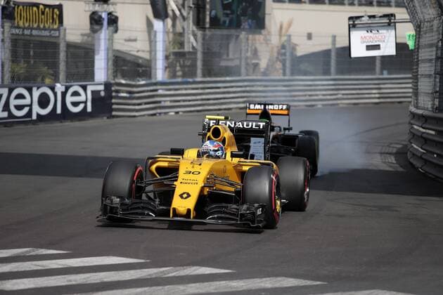 Monaco Grand Prix, Monte Carlo 25 - 29 May 2016 26.05.2016 - Free Practice 1, Jolyon Palmer (GBR) Renault F1 Team RS16 and Nico Hulkenberg (GER) Sahara Force India F1 VJM09 