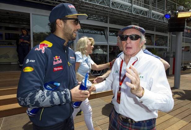 Monaco, Monte Carlo - May 26, 2016: FIA Formula One World Championship WM Weltmeisterschaft with Sir Jackie Stewart and Daniel Ricciardo (Red Bull Racing) Monaco F1 Grand Prix
