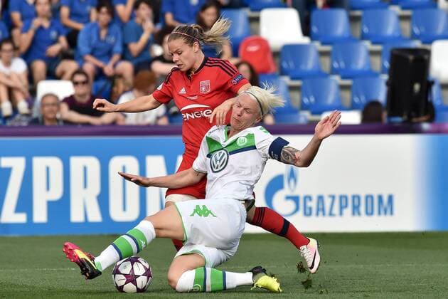 Eugenie Le Sommer Lyon, Nila Fischer Wolfsburg Reggio Emilia 26-05-2016 -- Champions League Finale Damen Frauenfussball Fussball VfL Wolfsburg - Olympique Lyon - 26. mai 2016 in Reggio Emilia andreaxstaccioli
