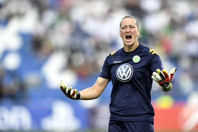 Fußball, Damen, Champions League Finale, VfL Wolfsburg - Olympique Lyon 160526 Wolfsburgs Almuth Schult Torjubel - Champions League Finale Damen - VfL Wolfsburg - Olympique Lyon -- - Fussball Frauenfussball - 26 Mai 2016 in Reggio Emilia.  Copyright: CARLxSANDIN BB160526CS058