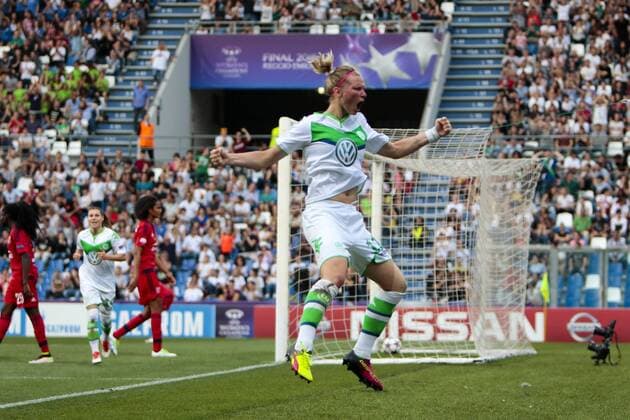 Fußball, UEFA Women s Champions League Finale, VfL Wolfsburg - Olympique Lyon; Alexandra Popp (Alex Popp, Wolfsburg, 11) Jubel, Torjubel, Freude, Emotion, Torerfolg, Aktion, action, goal, goal celebration, celebrates. xtgx