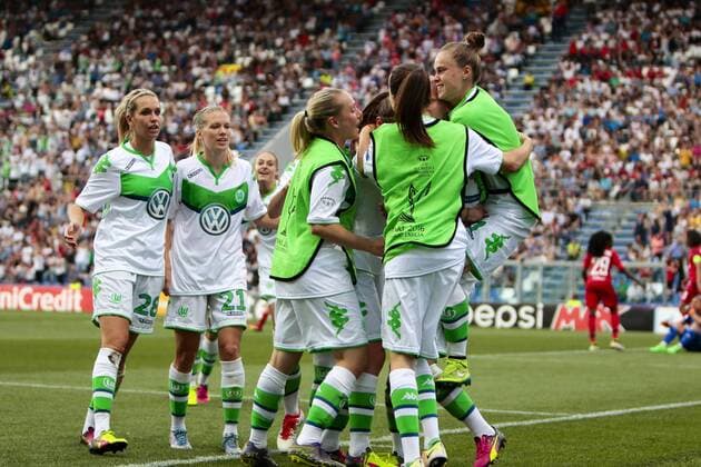 Fußball, Damen, Champions League Finale, VfL Wolfsburg - Olympique Lyon Fußball, UEFA Women s Champions League Finale, VfL Wolfsburg - Olympique Lyon; Jubel, Torjubel, Freude, Emotion, Torerfolg, Aktion, action, goal, goal celebration, celebrates nach 1-1 durch Alexandra Popp (Alex Popp, Wolfsburg, 11). xtgx