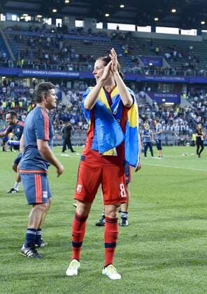 Fußball, Damen, Champions League Finale, VfL Wolfsburg - Olympique Lyon 160526 Lyons Lotta Schelin jubelt über den Champions League Sieg - Champions League Finale Damen - VFL Wolfsburg - Olympique Lyon -26 Mai 2016 - Reggio Emilia.  Copyright: CARLxSANDIN BB160526CS080