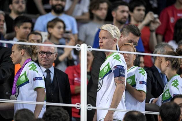 Fußball, Damen, Champions League Finale, VfL Wolfsburg - Olympique Lyon 160526 Wolfsburgs Nilla Fischer enttäuscht Champions League Finale Damen - VfL Wolfsburg - Olympique Lyon 26. mai 2016 Reggio Emilia.  Copyright: CARLxSANDIN BB160526CS087