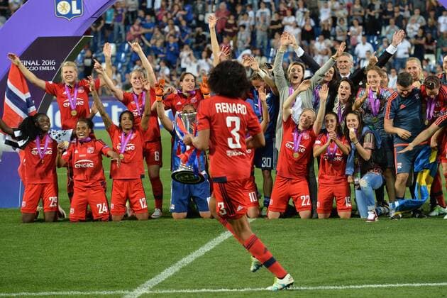 Wendie Renard - Celebration Lyon . Olympique Lyonnaise wins the cup after penalties Reggio Emilia 26-05-2016 VFL Wolfsburg - Olympique Lyon Women s Champions League Final . andreaxstaccioli