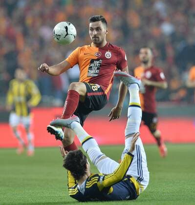 Ziraat Turkish Cup Final match between Fenerbahce and Galatasaray at Antalya Arena in Antalya , Turkey on May 26 , 2016. Pictured: Hasan Ali Kaldirim of Fenerbahce and Sinan Gumus of Galatasaray. 