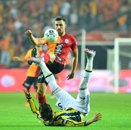 Ziraat Turkish Cup Final match between Fenerbahce and Galatasaray at Antalya Arena in Antalya , Turkey on May 26 , 2016. Pictured: Hasan Ali Kaldirim of Fenerbahce and Sinan Gumus of Galatasaray. 